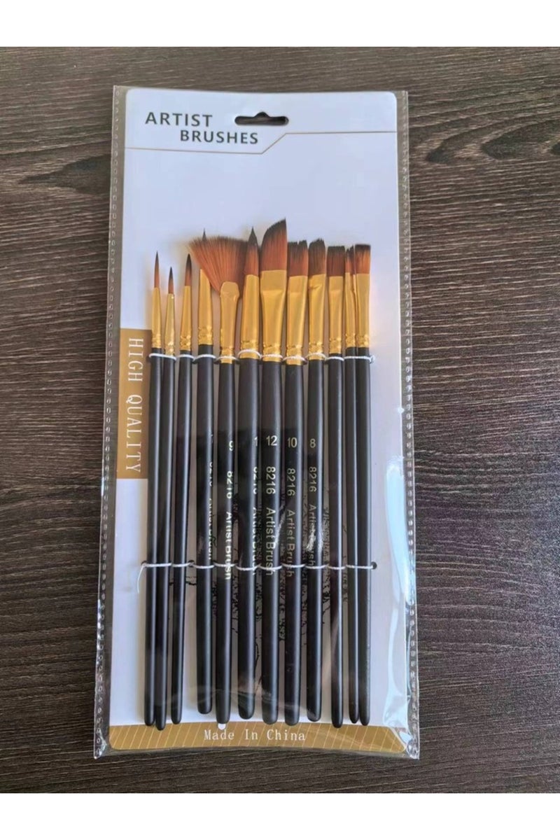 إيروريكس مجموعة فرش مسطحة من النايلون مكونة من 12 قطعة، مناسبة للألوان المائية والزيتية، للفنانين الهواة والمحترفين.