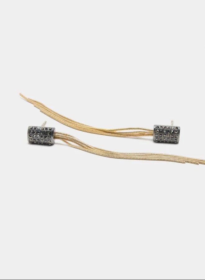 بارفوا أقراط طويلة مع بلورات رمادية