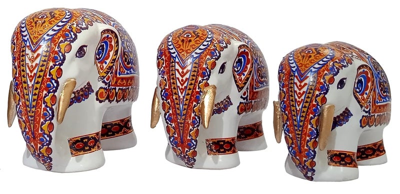Purpledip Resin Statues Elephant Family: Set of 3 Figurines for Home Decoration (12493) - Image 3