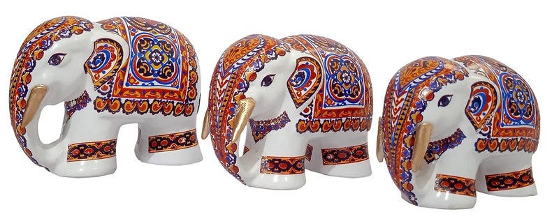 Purpledip Resin Statues Elephant Family: Set of 3 Figurines for Home Decoration (12493) - Image 4