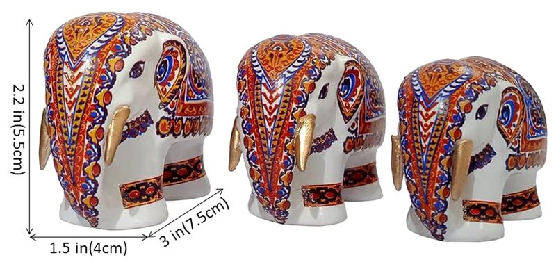 Purpledip Resin Statues Elephant Family: Set of 3 Figurines for Home Decoration (12493) - Image 2