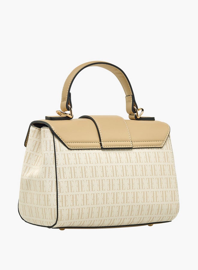 ELLE Monogram Print Satchel Bag with Top Handle - Image 4