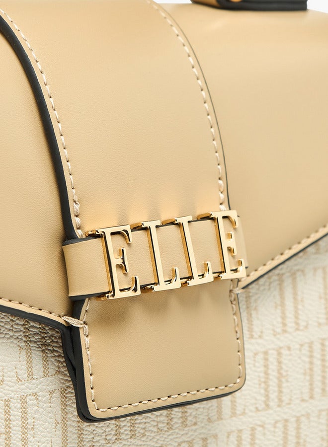ELLE Monogram Print Satchel Bag with Top Handle - Image 5