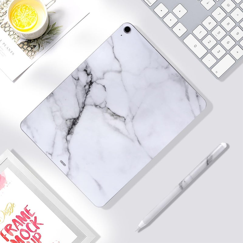 IMMOENUC Tablet Skin Sticker for 2025 2024 iPad Air M3 M2 13 inch A3268/A3269/A2898/A2899 Back Decals Protector Anti-Scratch Abrasion Resistant with Side Bezel + Pencil Pro Sticker（Marble Pattern） - Image 4