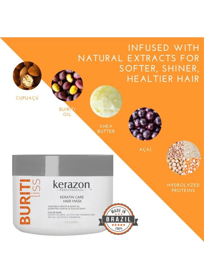 Kerazon Professional Anti Frizz Keratin Care Hair Mask 8fl.oz/236ml Buriti Liss - Image 3