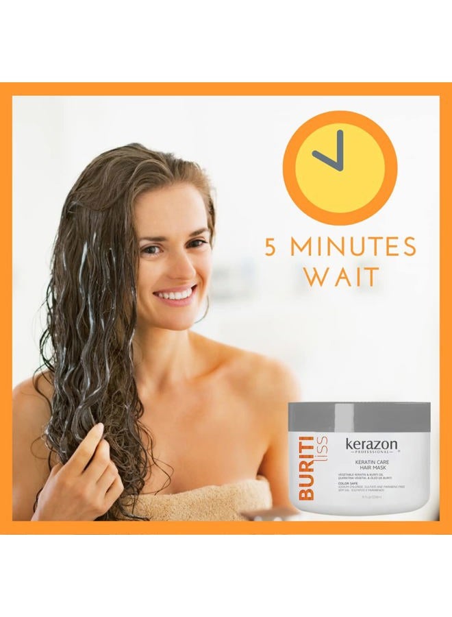 Kerazon Professional Anti Frizz Keratin Care Hair Mask 8fl.oz/236ml Buriti Liss - Image 4