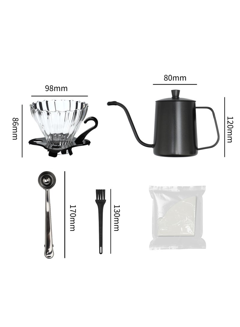 Rorence V60 Coffee Maker Set 5 Pcs Classic Pour-Over Coffee Brewing Set with Glass Server and Accessories - Image 5