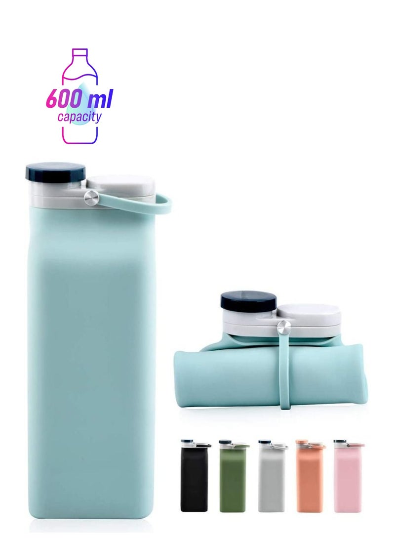 NIBEMINENT Collapsible Water Bottle Foldable BPA Free for Travel Sports Bottles with Triple Leak Proof Lightweight 20oz (Blue) - Image 1