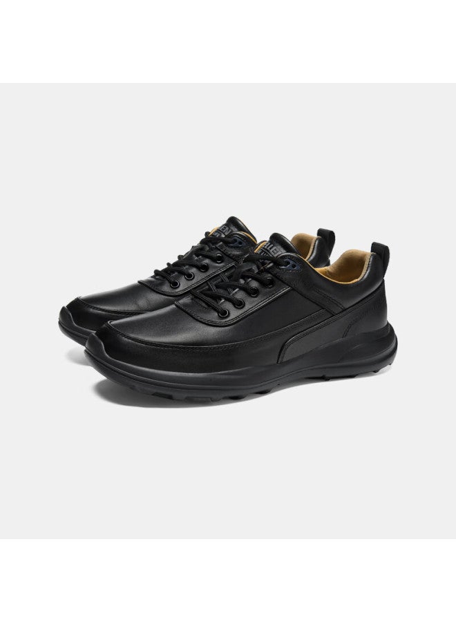 Mellen Business Simple Comfortable Breathable Low-top Strap Round Toe Casual Leather Shoes Men Mf767701 Black 44 - Image 2