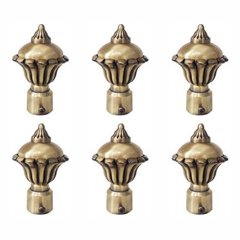 FERIO Heavy Curtain Brackets Alloy Zinc Round Curtain Finials Beautiful for Window and Door1 Inch Curtain Rod Holder Brass Antique Pack of 6 Pcs(3 Pair) - Image 2