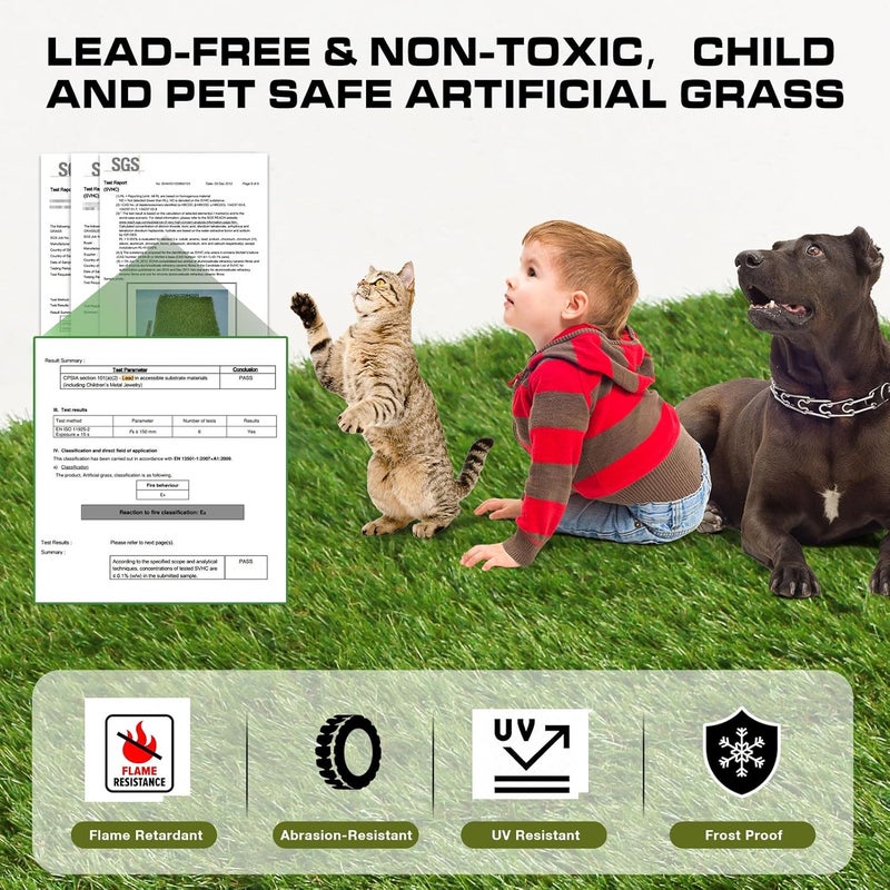 XLX TURF Outdoor Artificial Grass Tiles Interlocking Turf Squares 9 Pack, 12"x12" Fake Grass Mat for Balcony Patio Deck Flooring Decor, Pets Dog Pee Pad, Self-draining 8 Buckle System - Image 5