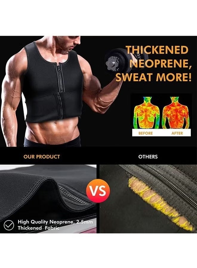 XUN Men's Waist Trainer Sauna Vest Weight Loss Shaping Sweat Vest with Double Belts and Zipper, Corset Upgraded Version - Image 4