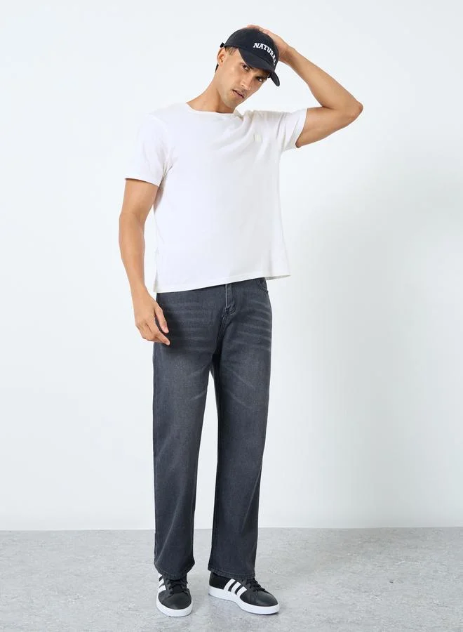 ستايلي Styli Mid Rise Bootcut Faded Jeans