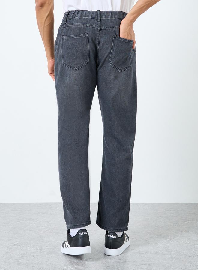 ستايلي جينز ستايلي بقصة بوت كت بخصر متوسط وتأثير باهت - Image 4