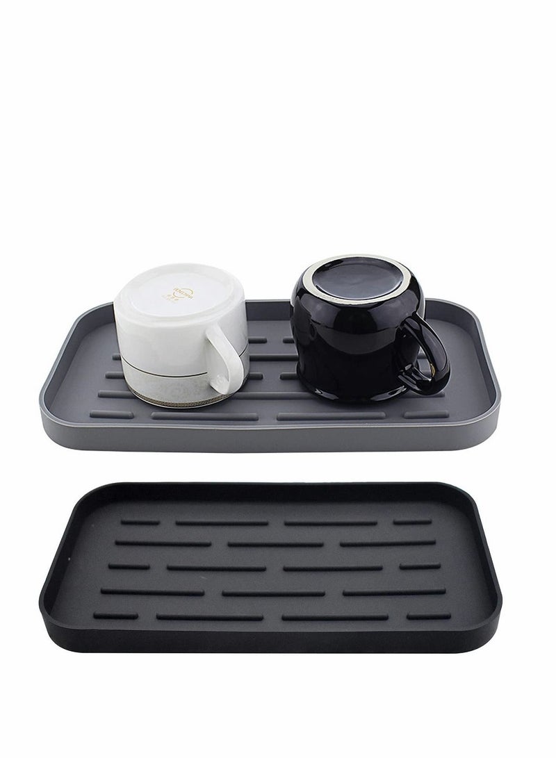 NIBEMINENT Silicone Dish Drying Mat 2 Pack Multifunctional Heat Resistant Easy Clean Draining Board Non Slip Drainer for Dishes Cup Plate Countertop Glass Stemware - Image 1