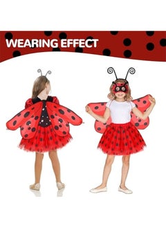 DURKU Deluxe Ladybug Costume Set for Girls - 4-Piece Kids Dress-Up Kit with Headband, Tutu Skirt, Fairy Wings for Carnivals and Costume Parties  - Image 2