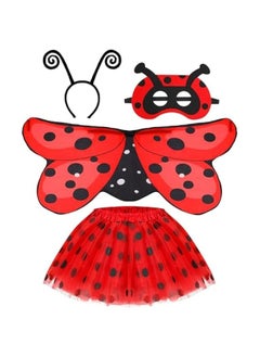 DURKU Deluxe Ladybug Costume Set for Girls - 4-Piece Kids Dress-Up Kit with Headband, Tutu Skirt, Fairy Wings for Carnivals and Costume Parties  - Image 1