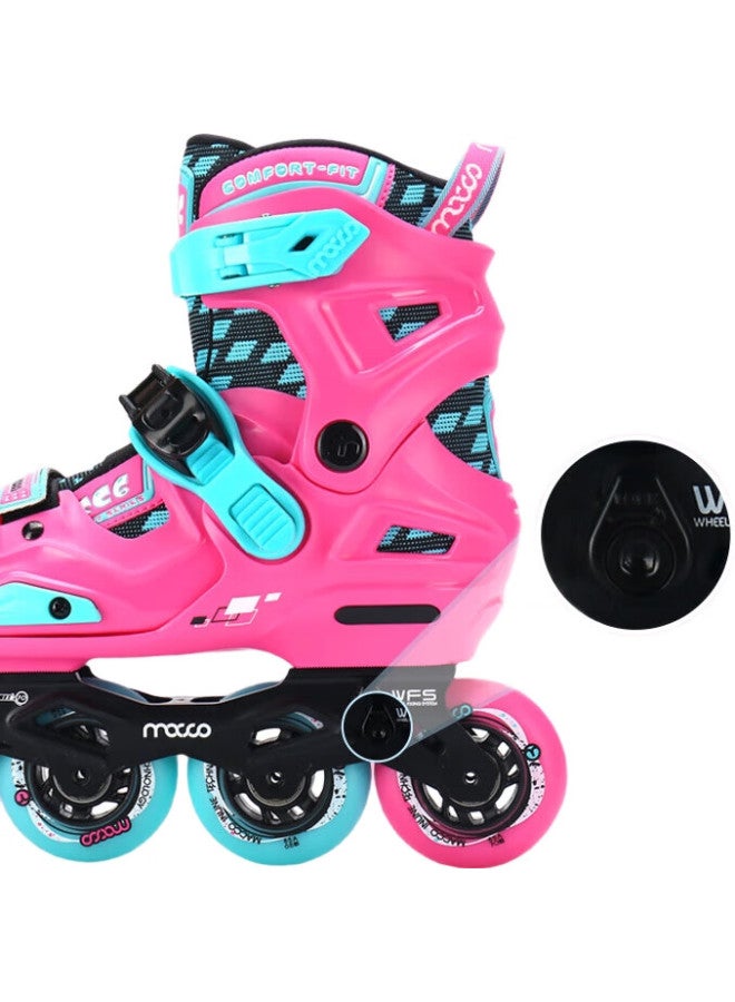 Meter high Migao Roller Skates For Children, Inline Skates For Boys And Girls, High-End Flat Skate Shoes, Beginner Lockable Wheels, Roller Skates Complete Set, Sc6 Pink S - Image 1