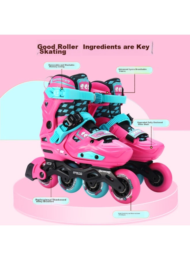 Meter high Migao Roller Skates For Children, Inline Skates For Boys And Girls, High-end Flat Skate Shoes, Beginner Lockable Wheels, Roller Skates Complete Set, Sc6 Pink S - Image 4