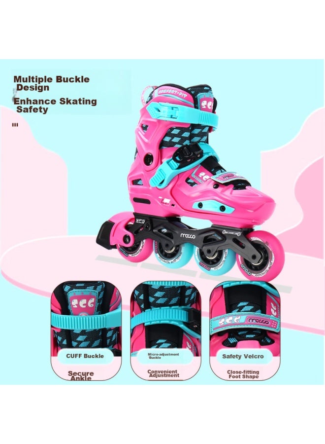 Meter high Migao Roller Skates For Children, Inline Skates For Boys And Girls, High-end Flat Skate Shoes, Beginner Lockable Wheels, Roller Skates Complete Set, Sc6 Pink S - Image 5