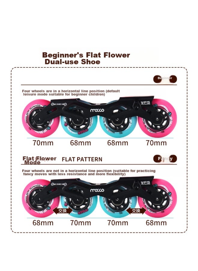 Meter high Migao Roller Skates For Children, Inline Skates For Boys And Girls, High-end Flat Skate Shoes, Beginner Lockable Wheels, Roller Skates Complete Set, Sc6 Pink S - Image 3