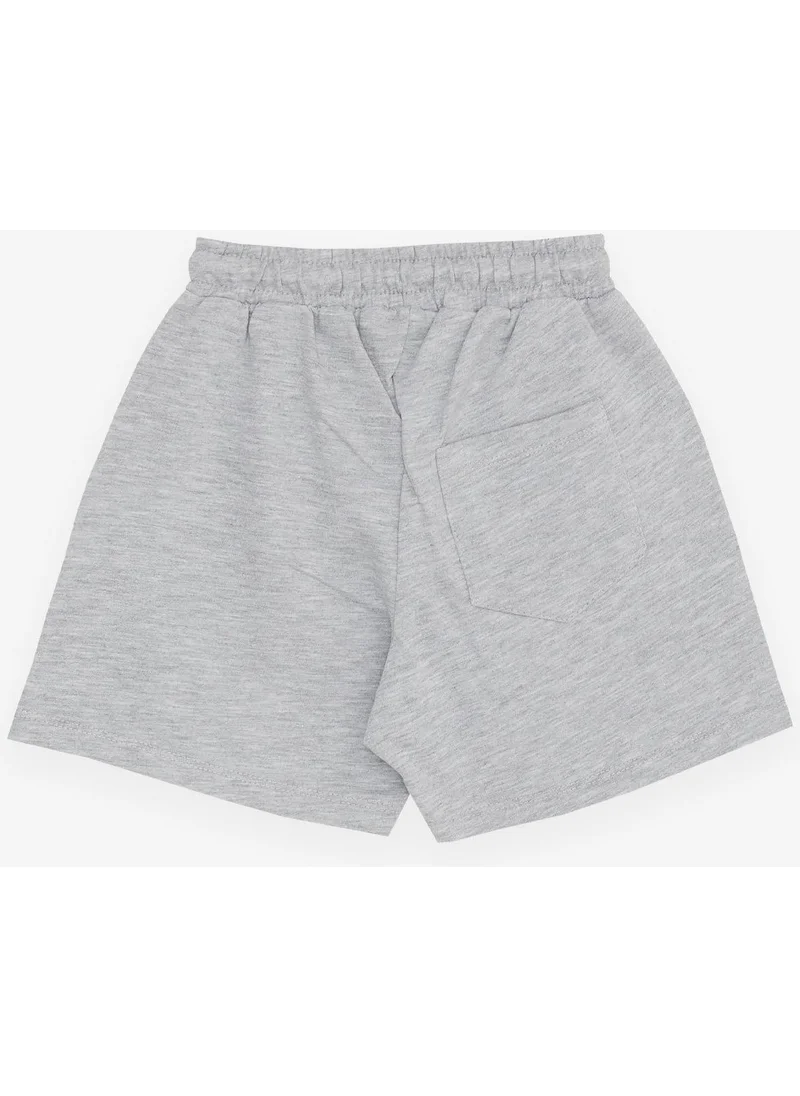 بريز Girls & Boys Boy Shorts Text Printed Lace Up Pocket Age 3-7, Light Gray Melange