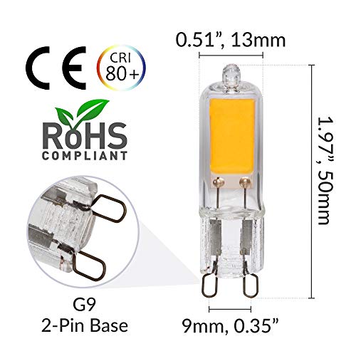 Simba Lighting G9 LED COB Light Bulb (4 Pack) 2W T4 20W to 25W Halogen Replacement for Pendants, Ceiling Lights, Desk Lamp, Wall Sconce, 120V JCD Bi-Pin Base Non-Dimmable, 2700K Warm White - Image 2