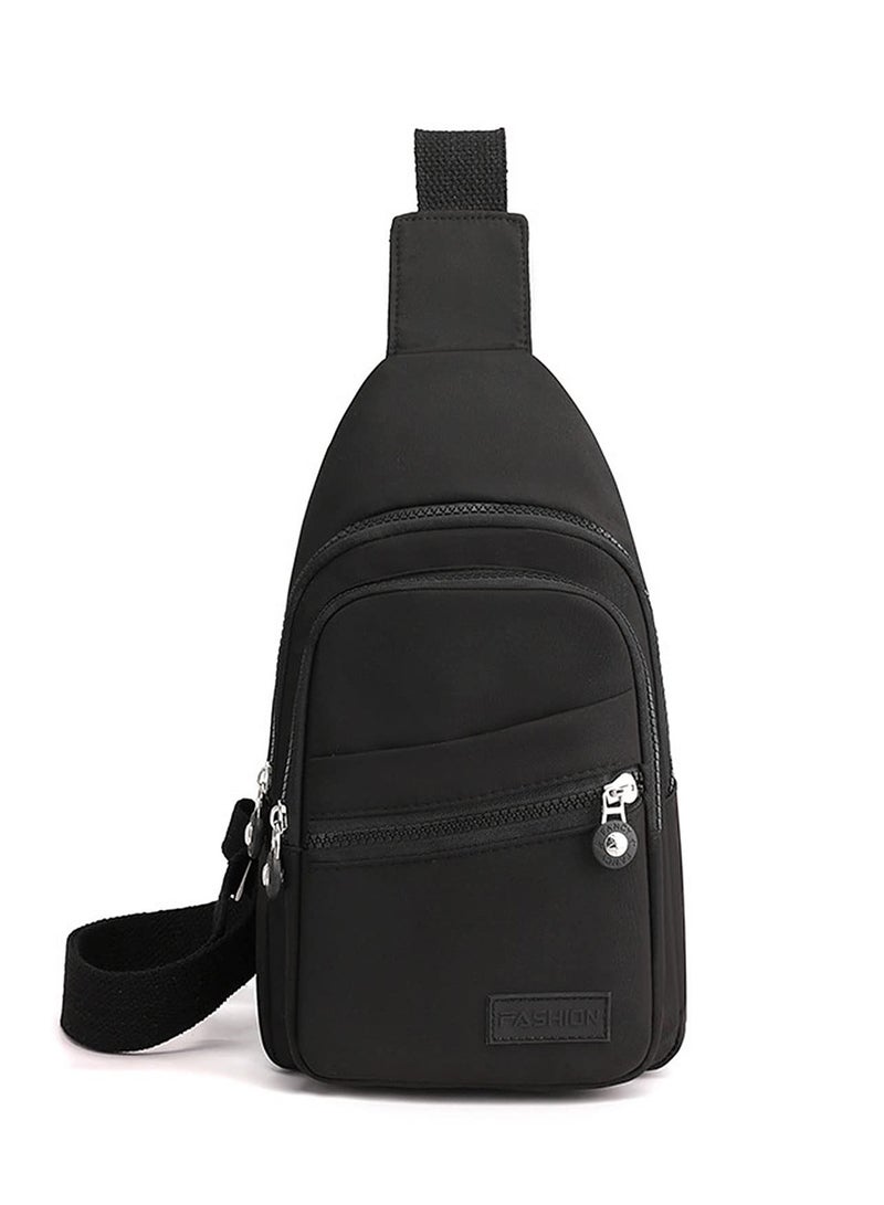 SYOSI Sling Bag Backpack, Anti Theft Chest Shoulder Bag Crossbody Gym Daypack with Earphone Hole for Outdoor Cycling Travel Hiking Men Women(BLACK) - Image 1