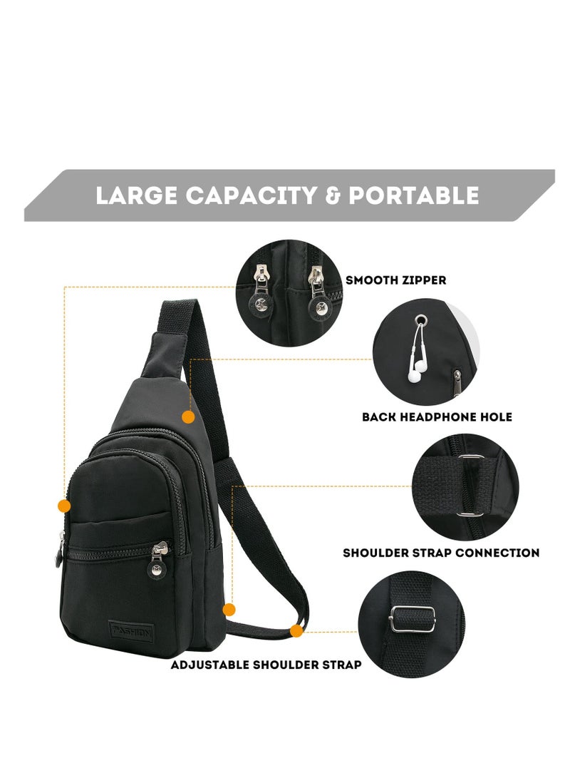 SYOSI Sling Bag Backpack, Anti Theft Chest Shoulder Bag Crossbody Gym Daypack with Earphone Hole for Outdoor Cycling Travel Hiking Men Women(BLACK) - Image 5