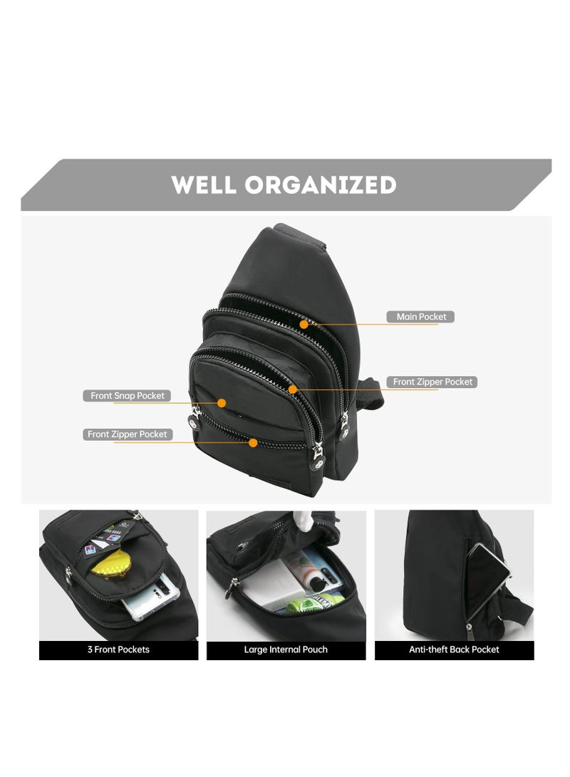 SYOSI Sling Bag Backpack, Anti Theft Chest Shoulder Bag Crossbody Gym Daypack with Earphone Hole for Outdoor Cycling Travel Hiking Men Women(BLACK) - Image 4