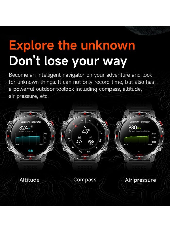 سكت شيكترو تتميز ساعة HT37 الذكية بمكالمات بلوتوث، وتتبع نظام تحديد المواقع العالمي (GPS)، ومصباح يدوي، وبوصلة للرياضات الخارجية. - Image 5