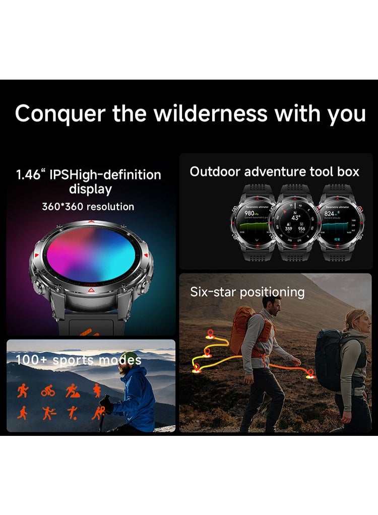 سكت شيكترو تتميز ساعة HT37 الذكية بمكالمات بلوتوث، وتتبع نظام تحديد المواقع العالمي (GPS)، ومصباح يدوي، وبوصلة للرياضات الخارجية. - Image 4