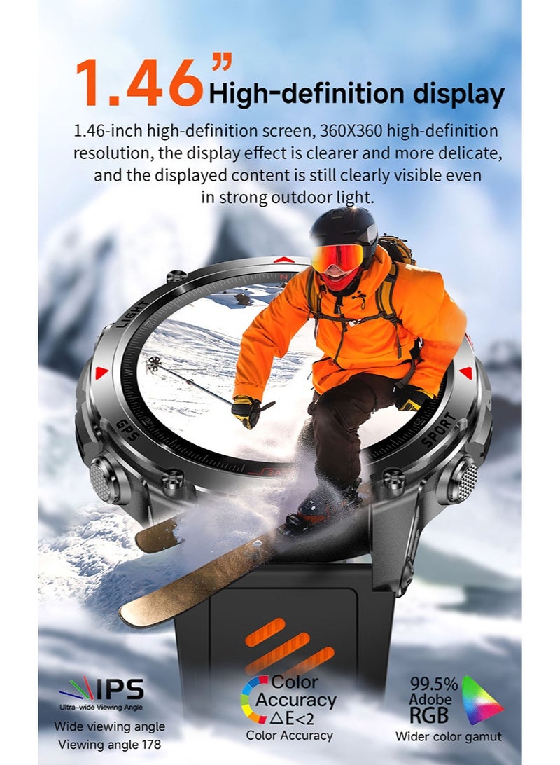 سكت شيكترو تتميز ساعة HT37 الذكية بمكالمات بلوتوث، وتتبع نظام تحديد المواقع العالمي (GPS)، ومصباح يدوي، وبوصلة للرياضات الخارجية. - Image 3