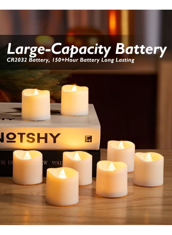 Homemory 12 عبوة من الشموع LED بدون لهب مع مؤقتات تعمل بالبطارية تدوم طويلاً مع مؤقتات 6 ساعات تشغيل و 18 ساعة إيقاف تلقائي لتزيين طاولات الزفاف باللون الأبيض الدافئ - Image 4