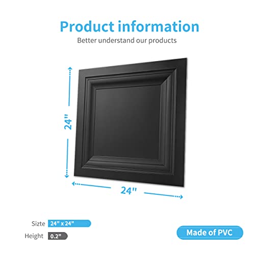 Art3d 12-Pack Square Black Drop Ceiling Tile 2ft x 2ft, PVC Ceiling Panel 24 x 24in. - Image 4