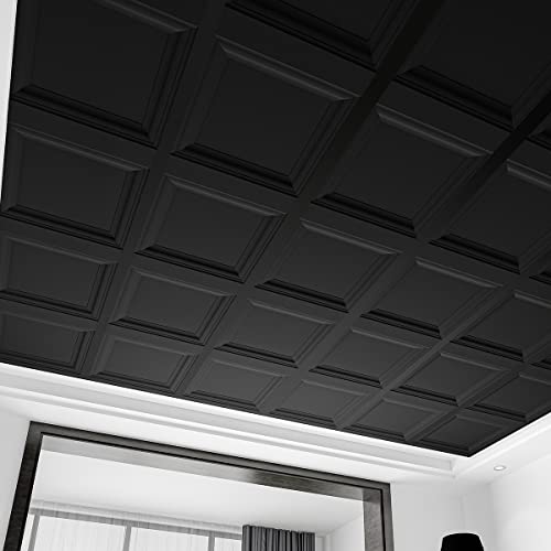Art3d 12-Pack Square Black Drop Ceiling Tile 2ft x 2ft, PVC Ceiling Panel 24 x 24in. - Image 2