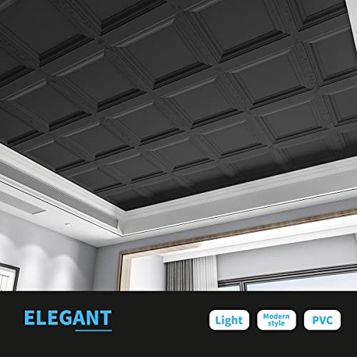 Art3d 12-Pack Square Black Drop Ceiling Tile 2ft x 2ft, PVC Ceiling Panel 24 x 24in. - Image 3