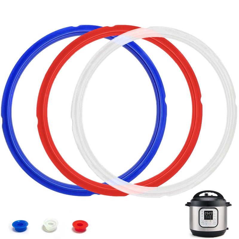 3 Pack Sealing Ring 6 Qt for Instant Pot Sealing Rings Replacement for 56Qt Instant Pot Seal With 3 Float Valve Caps Foodgrade Silicone Instapot Gasket 56Qt Fit for DUO DUO Plus 6 Quart