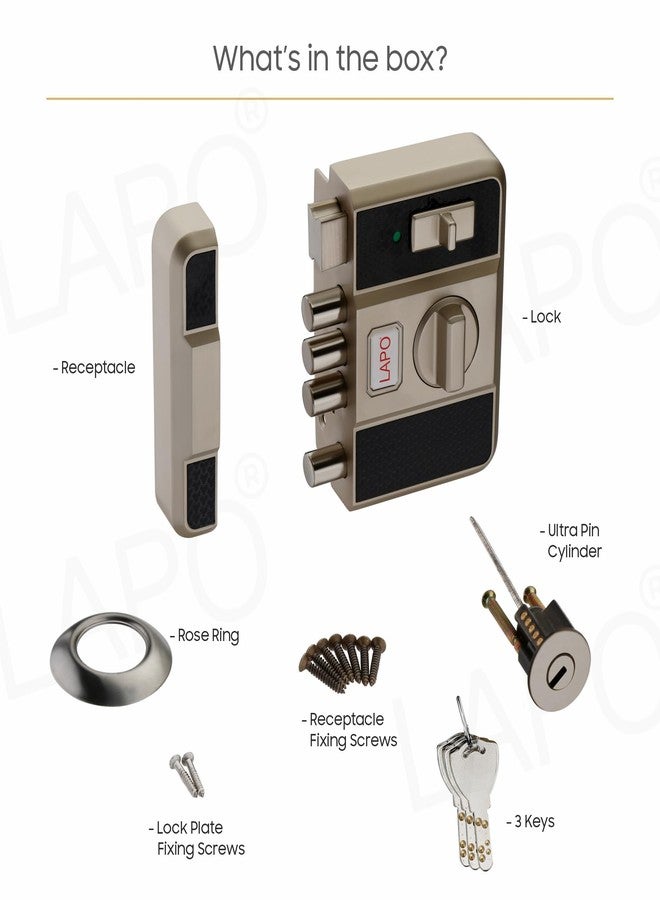 LAPO Penta Lock - 4-Deadbolt Privacy System with Easy-Grip Interior Knob, Reversible Mechanism for Sliding, Single & Double Doors, Matt Finish, 3-Year Warranty - Image 5