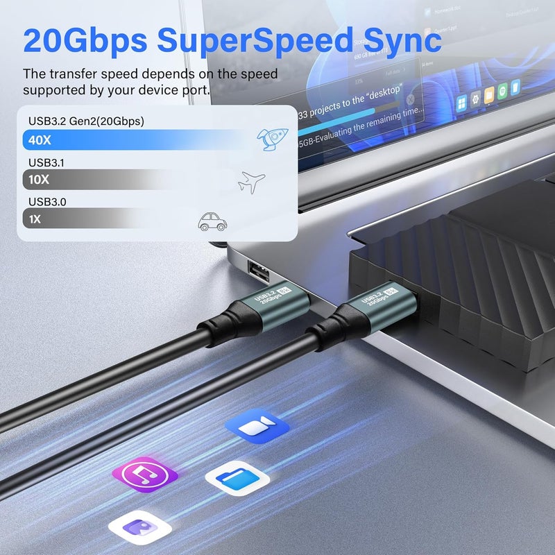 SinLoon USB C 32 Spiral Cable Type C 20 Gbps PD 100 W 8K 60 Hz  Fast Charging and Data Transfer for Phones Tablets and Other USB C Devices  18 M Male to S - Image 2