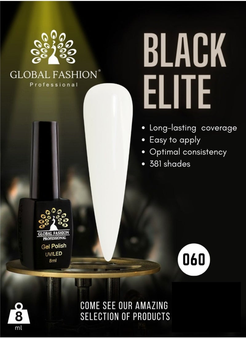GLOBAL FASHION Global Fashion Black Elite Gel Polish | 132 Colors of Long-Lasting Elegance - 8ml | 060  - Image 2