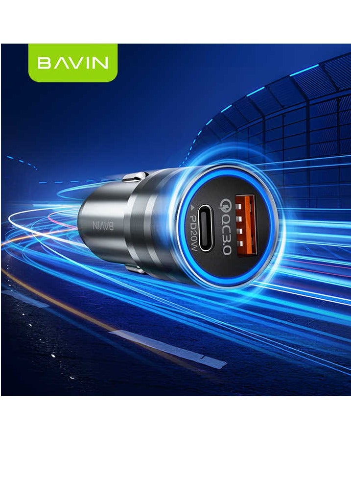 Bavin PC888 Car Charger With 18W USB Port And 20W Type-C Port Supports Fast Charging - Image 2