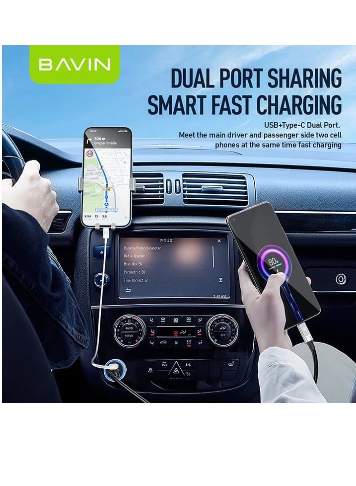 Bavin PC888 Car Charger With 18W USB Port And 20W Type-C Port Supports Fast Charging - Image 5