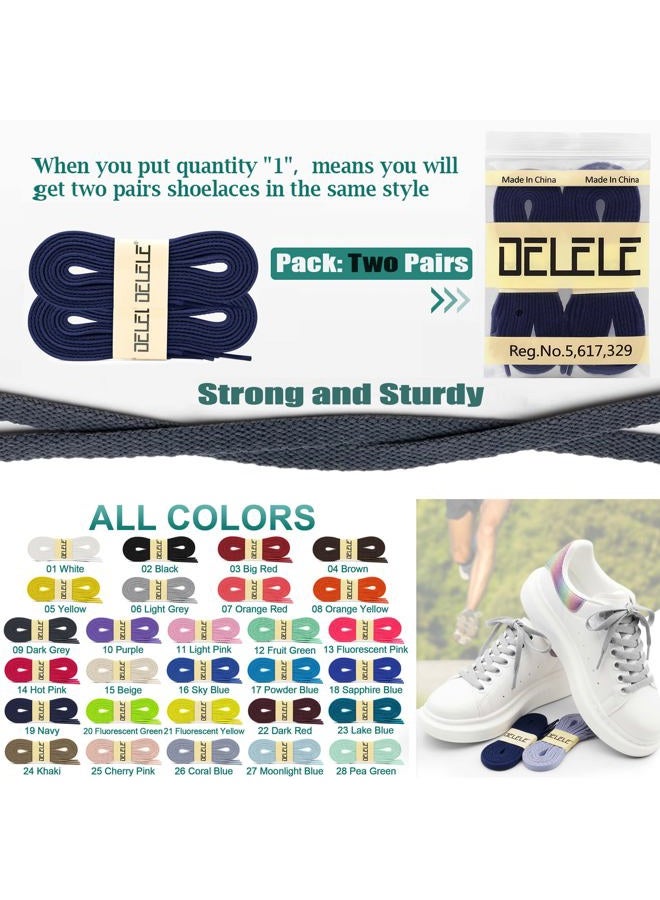 DELELE 2 Pair 43 inch Flat Shoe Laces for Athletic Running Sneakers Shoes Cherry Pink - Image 4