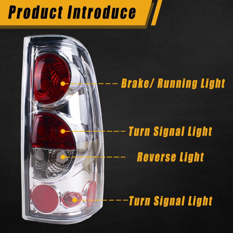 Boine Tail Light Compatible With 1999-2006 Chevy Silverado 1500 2500 3500 GMC Sierra 1500 2500 Driver and Passenger Side Rear Light Brake Lamps - Image 2