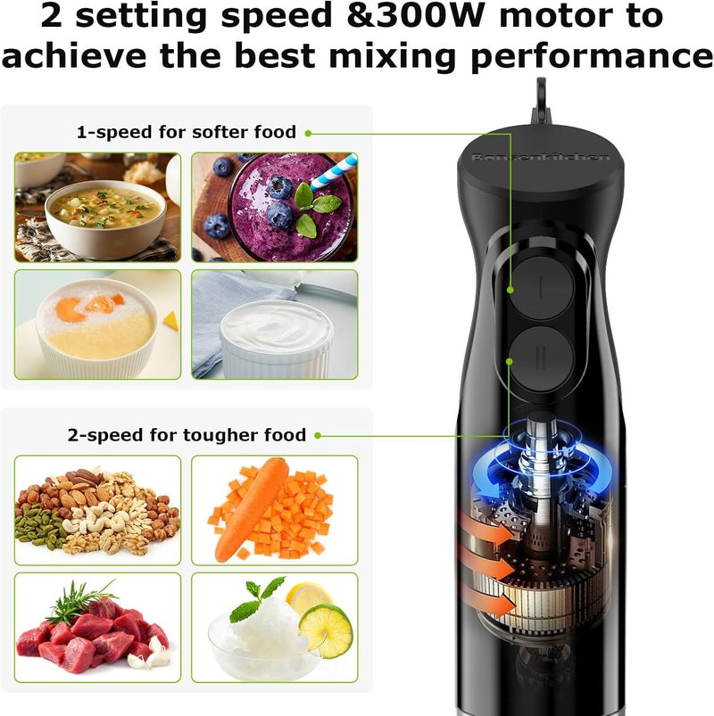 Bonsenkitchen خلاط يدوي كهربائي من بونس كيتشن مع 12 سرعة - Image 2