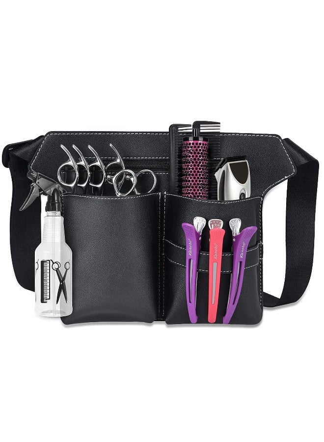 Hairdresser Scissor Bag, Barber PU Leather Waist Pouch, Professional Hairdressing Tools Storage Holster with Waist Belt, Hair Salon Scissor Storage Waist Bag for Hairstylist - Image 1
