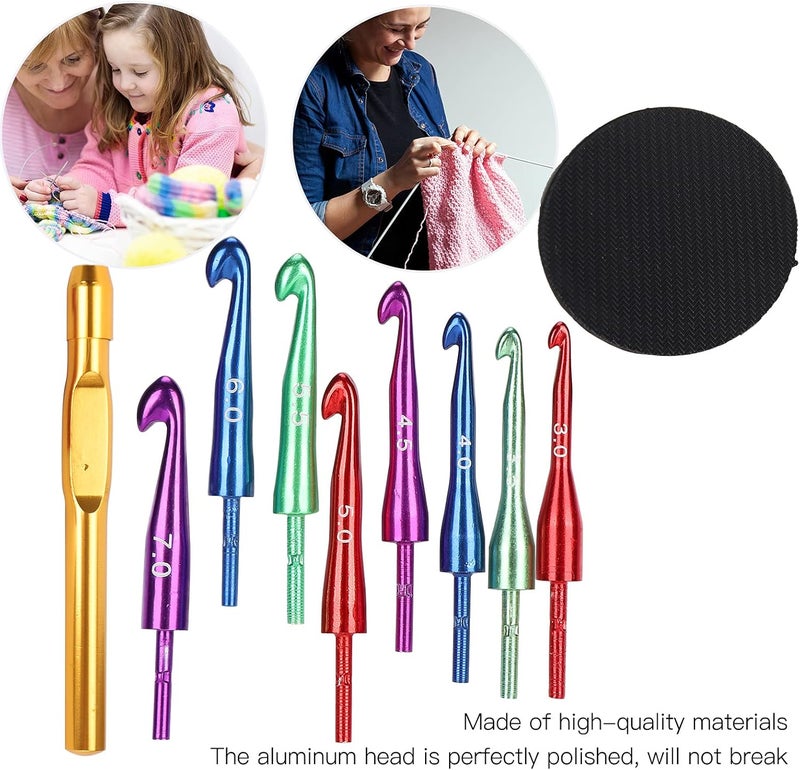 Aluminum Crochet Hook Set with Replaceable Heads, Portable Knitting Needles, 8 Sizes - Ergonomic Design, Lightweight Crafting Tool for Sweaters and Household Projects - Image 3