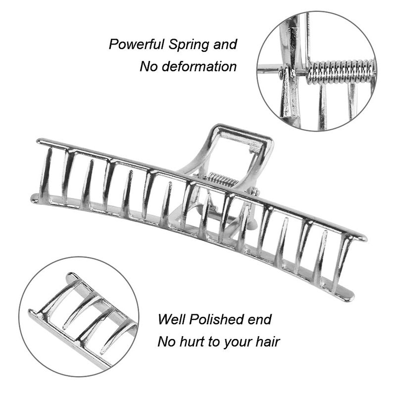ANBALA Large Metal Butterfly Hair Clips with Teeth - Big Jaw Grip Clamps for Thick Hair, Non-Slip Silver Clamps for Women - Image 4
