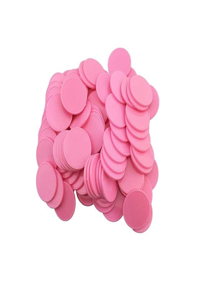MOREL Pink Plastic Round Shape Plain Token Coin, Chips for Shop, Board Games, Stores, Casino, School|100 Coins, 31mm - Image 1